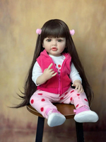 Poupée Bébé Fille Reborn en Silicone Souple Yeezwood Fashion Music 55cm/22inch, Cheveux Longs Réalistes, Cadeau Éducatif pour Enfants 3+