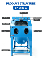 Machine de ponçage à vapeur sans poussière, sablage humide de restauration de moteurs 1,5 kW, cabine de sablage écologique à agitation de sable pour pièces automobiles