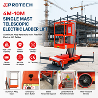 JCPROTECH 4M-10M Plateforme élévatrice télescopique monomât en alliage d'aluminium, élévateur hydraulique, tables élévatrices électriques
