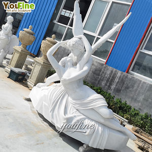 YOUFINEガーデン屋外ヴィラ装飾手彫りアンティーク天然石大理石エロスとサイケ像等身大彫刻 - Product Image 4