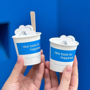 Vasos de Papel Ecológicos Impermeables de Pared Simple de 4oz y 60mm para Postres, con Impresión Personalizable, Diseño Gratuito y Cuchara para Negocios de Helados - Product Image 2