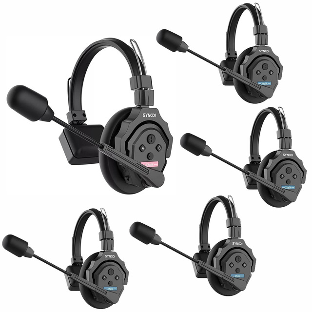 SYNCO Xtalk X5 Full Duplex Wireless Intercom System 2.4G Communication Headset With Wireless Microphone for 5 User Team Studio