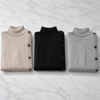 Poncho de punto grueso con cuello alto para mujer, suéter tipo capa con mangas murciélago, chal envolvente con botones laterales, jersey de punto al por mayor OEM