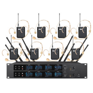 OEM 8 Channel UHF True Diversity <b>Wireless</b> <b>Microphone</b> System 8 Headsets for Speaking Conference Room - Product Image 1