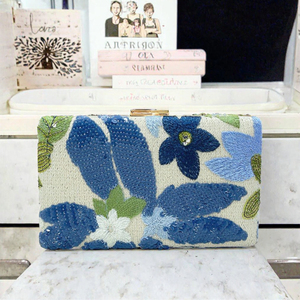 Handmade Embroidered Fashion Clutch <b>Bag</b> Women Classic Casual Floral Stylish Sparkling Evening Chain Strap up to 1L Capacity - Product Image 3