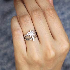 yunnique Coconut Tree Zircon <b>Ring</b> White Gold Pave Setting <b>Split</b> <b>Ring</b> For Women Everyday Wear Jewelry - Product Image 4