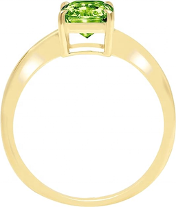 Anello di design classico alla moda con pietra gemma peridota verde impeccabile taglio radiante <span class=keywords><strong>solitario</strong></span> 4-polo per feste di fidanzamento - Product Image 3