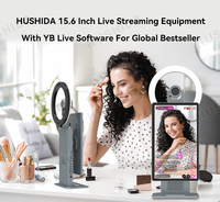 HUSHIDA Appareil de diffusion en direct avec écran de 15,6 pouces, machine tout-en-un, 2k 50mp, système de diffusion en direct IA pour Instagram/Facebook/Shopee