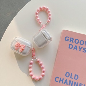 เคสหูฟังแบบใสลายผีเสื้อ เหมาะสำหรับ AirPods 4 เคสป้องกันหูฟังไร้สายสำหรับ AirPod Pro พร้อมสายคล้องข้อมือแบบลูกปัด - Product Image 3