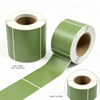Rouleau d'étiquettes autocollantes vierges vert olive durables et écologiques, format personnalisé, transfert thermique, pour entrepôt
