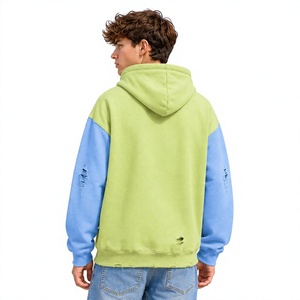 Ensemble de survêtement unisexe à blocs de couleur, sweat à capuche et pantalon de jogging, 100% coton French Terry, long et oversize, style streetwear - Product Image 2
