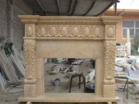 Cheminée en marbre brun avec manteau de cheminée sculpté, design français moderne personnalisé, en pierre naturelle, pour décoration intérieure de villa, autoportante, avec sculptures classiques