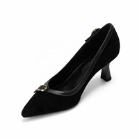 Vente en gros OEM ODM Chaussures à talon aiguille bout pointu pour femmes, à enfiler, avec boucle dorée, collections de marques fournisseurs, approvisionnement en vrac