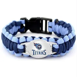 Pulseira de futebol paracord de sobrevivência para equipe esportiva Tennessee Titans 32