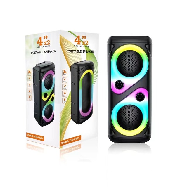 Factory Wholesale Portable Mini Dual 4 Inch Handheld Wireless Speaker RGB LED Battery IPX9 Waterproof Outdoor Audio Subwoofertws