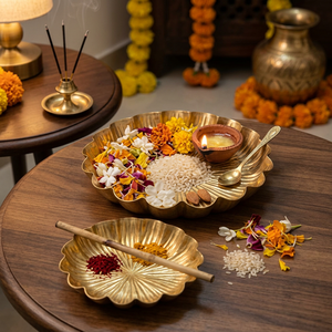 Assiette décorative en métal en forme de fleur, faite à la main, polie, design oriental, vaisselle et assiettes de mariage - Product Image 3