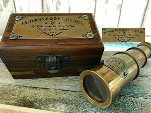 Télescope monoculaire vintage en laiton avec boîte en bois, observation marine portative, artisanat métallique nautique, cadeau de présentation - Product Image 4