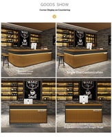 Comptoir de bar en bois sur mesure, station de cocktails ronde commerciale, design d'angle pour restaurant, bar, salon de thé