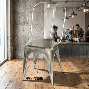 Silla de Comedor Industrial Vintage de Hierro Metálico Niquelado, Duradera, Ajustable, Impermeable y Ecológica para Hogar, Hotel, Apartamento, Villa - Product Image 3