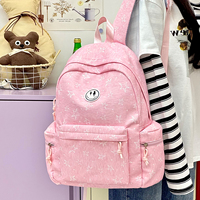 Sac à dos décontracté bleu clair en dentelle pour femme avec nœud et multiples poches, idéal pour les voyages quotidiens (vente en gros)