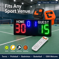 Tableau de score de tennis LED 48x18x2.3cm, caractères de 3 pouces, luminosité 3000cd, son 90dB, 1020g, charge USB Type-C, portable