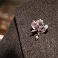 Broche Fleur Violette XILIANGFEIZI Tendance et de Haute Qualité, Bijou de Luxe Élégance Française, Pendentif et Corsage Polyvalents