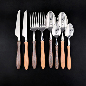 Stainless Steel Cutlery Set With Wooden Handles <b>Steak</b> <b>Knife</b> Fork Spoon Dessert Tools Western Tableware - Product Image 2