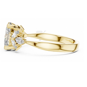 แหวนหมั้นเพชรทรงรี E VVS2 รับรองโดย IGI เพชรเพาะเลี้ยงในห้องปฏิบัติการ ตัวเรือนทองคำแท้ ประดับเพชรทรงมาร์คีส์แบบคลัสเตอร์ ดีไซน์แรงบันดาลใจจากธรรมชาติ แหวนแต่งงาน - Product Image 2