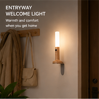 Lampu Malam Sensor Gerak Kayu Isi Ulang dengan Magnet LED Lampu Dinding Putih Hangat untuk Kamar Tidur Tangga Pintu Masuk