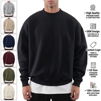 Sweat-shirt pour homme à col rond et manches longues en tissu French Terry, avec logo personnalisé, design OEM ODM, style décontracté streetwear, poignets et ourlet côtelés.