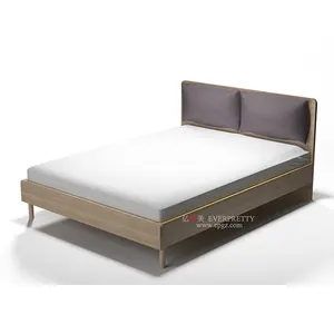 आधुनिक होटल राजा आकार बिस्तर बेडरूम लकड़ी डबल बिस्तर सेट लकड़ी शैली छात्रावास बिस्तर