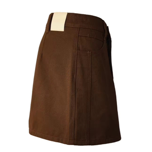 <span class=keywords><strong>Jupe</strong></span> en jean décontractée coupe droite pour <span class=keywords><strong>femme</strong></span>, <span class=keywords><strong>taille</strong></span> <span class=keywords><strong>haute</strong></span>, marron, courte, style rétro, mini, boutonnée sur le devant, unie, délavée claire, pour l'été et les fêtes - Product Image 4