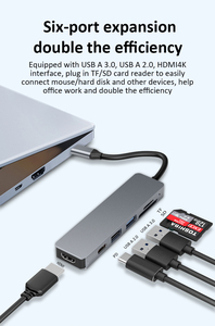 MARCH EXPO 6-in-1 adattatore di tipo C Mini Docking Station con 4K 60Hz HD-MI 2 USB 3.0 lettore di schede SD/TF, 100W PD per MacBook Pro - Product Image 3