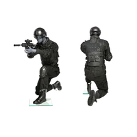 DQ-1 Ganzkörper-Männliche Erwachsenen-Schaufensterpuppe mit Eierkopf, Mattgrau, Sniper-Posen-Uniform-Mannequin