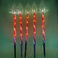 Solarbetriebene IP65 Warmweiße Weihnachtsbaum-Stern-Schneeflocken-Lichter für Außenbereich, Rasen und Garten, LED-Lichterkette 47cm