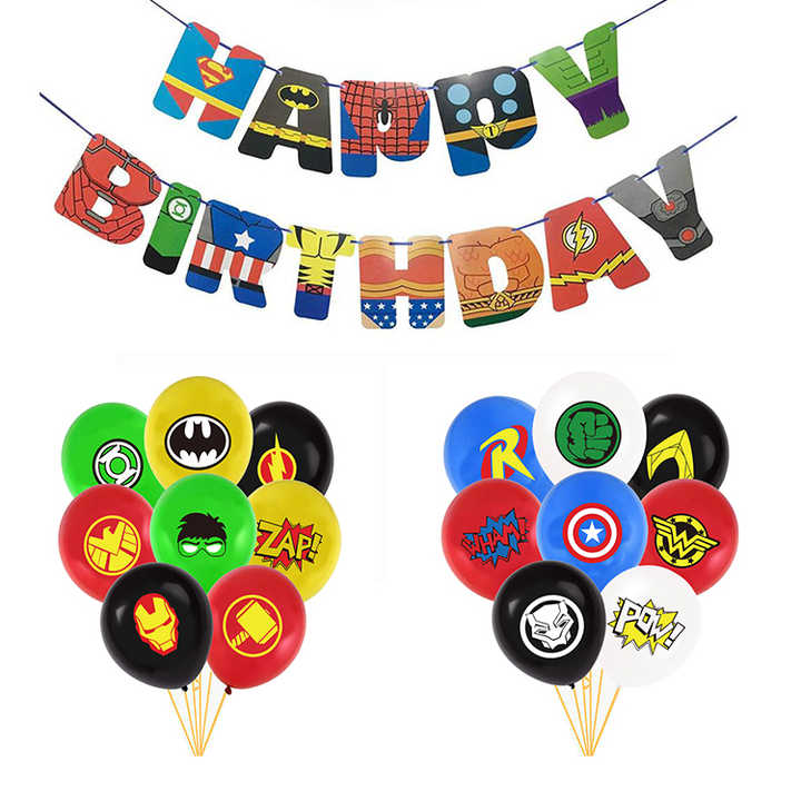 Superhero Balloons Spiderman Iron Man Hulk Balloons Happy Birthday Banner Hero Theme Party Baby Decoration Kids Boy' Toy