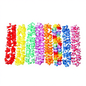 สร้อยคอดอกไม้ประดิษฐ์ฮาวายแบบทรอปิคอล ชุดพวงมาลัยฮาวาย สายรุ้งผ้าประดับ ทนทาน เหมาะสำหรับเทศกาลดีวาลีและรอมฎอน ขายส่ง - Product Image 3