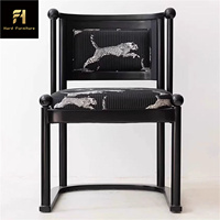 Nouveau Style chinois en bois noir imprimé léopard chaise de salle à manger chaise d'appoint coussin rembourré chaise de Table à manger unique formelle