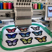 Patch brodé papillon 11 couleurs, style thermocollant, en tissu polyester pour chaussures et chapeaux, en stock