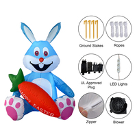Décoration gonflable de Pâques en plein air, lapin et carotte gonflables de 5 pieds avec lumières LED, décoration de lieu de fête
