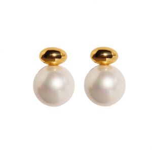 ต่างหูเม็ดกลมสแตนเลสแท้18K สำหรับผู้หญิงทันสมัยต่างหูไข่มุกเม็ดกลมแบบคลาสสิก - Product Image 5