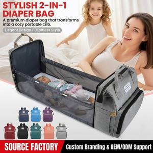 Borsa Multifunzionale Leggera <span class=keywords><strong>per</strong></span> Mamme, Lettino Pieghevole Portatile, <span class=keywords><strong>Zaino</strong></span> <span class=keywords><strong>per</strong></span> Neonati, Grande Capacità, Impermeabile, Doppia Tracolla - Product Image 1