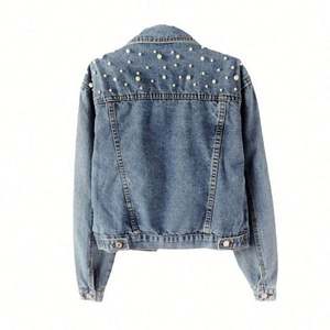 2022 Offre Spéciale femmes perle Denim veste enfants taille usine en gros printemps et automne fille Denim manteau - Product Image 5