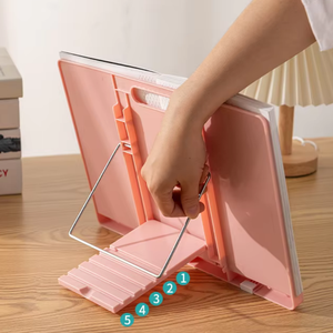 Soporte de plástico superestable de 5 posiciones, escritorio plegable y estantería para recetas de iPad, libros de texto, estante de almacenamiento ajustable - Product Image 5