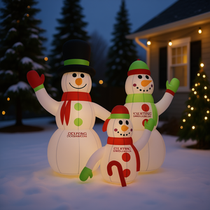 Décorations de jardin de Noël pour l'extérieur, famille de bonhommes de neige gonflables, 345385, décoration en tissu multicolore - Product Image 2