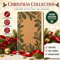 Carnet personnalisé A5 en papier de 80 feuilles, couverture rigide en liège vert et sapin, impression numérique, reliure cousue, cadeau d'entreprise pour Noël