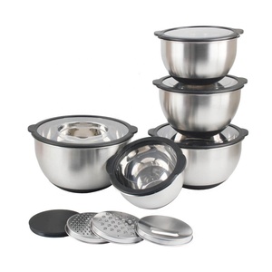 Bols en métal empilables pour servir les aliments, utilisation domestique et en cuisine, ensemble de bols à mélanger en acier inoxydable avec couvercles hermétiques - Product Image 6