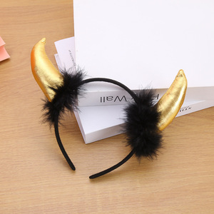 MADESHINE Bandeau en tissu rouge avec cornes de diable et plumes pour femmes et filles, idéal pour les fêtes d'Halloween, Nouveauté, Prix usine - Product Image 3