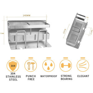 Juego de Portacepillos de Dientes Metálico Cuadrado y Vaso para Enjuague Bucal, Montado en la Pared, Dos Piezas, Ecológico, <span class=keywords><strong>Sin</strong></span> Perforaciones - Product Image 3
