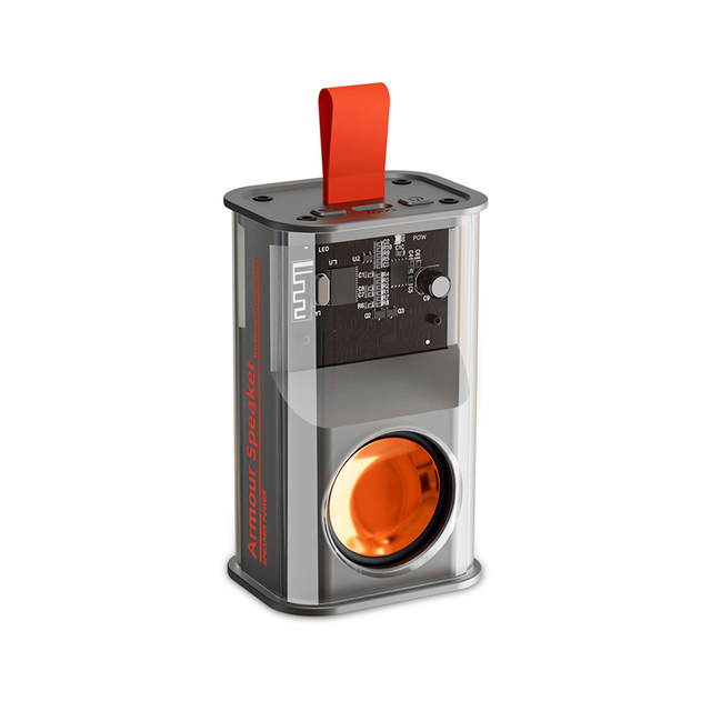Sooppow Transparent Wireless Speaker LED Light Portable Computer Gaming RGB Armour Speaker Mecha Clear Flash Mini Armor Speaker